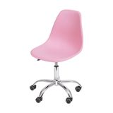 Cadeira Boxbit Dkr Eames Polipropileno Rosa Base Rodízio