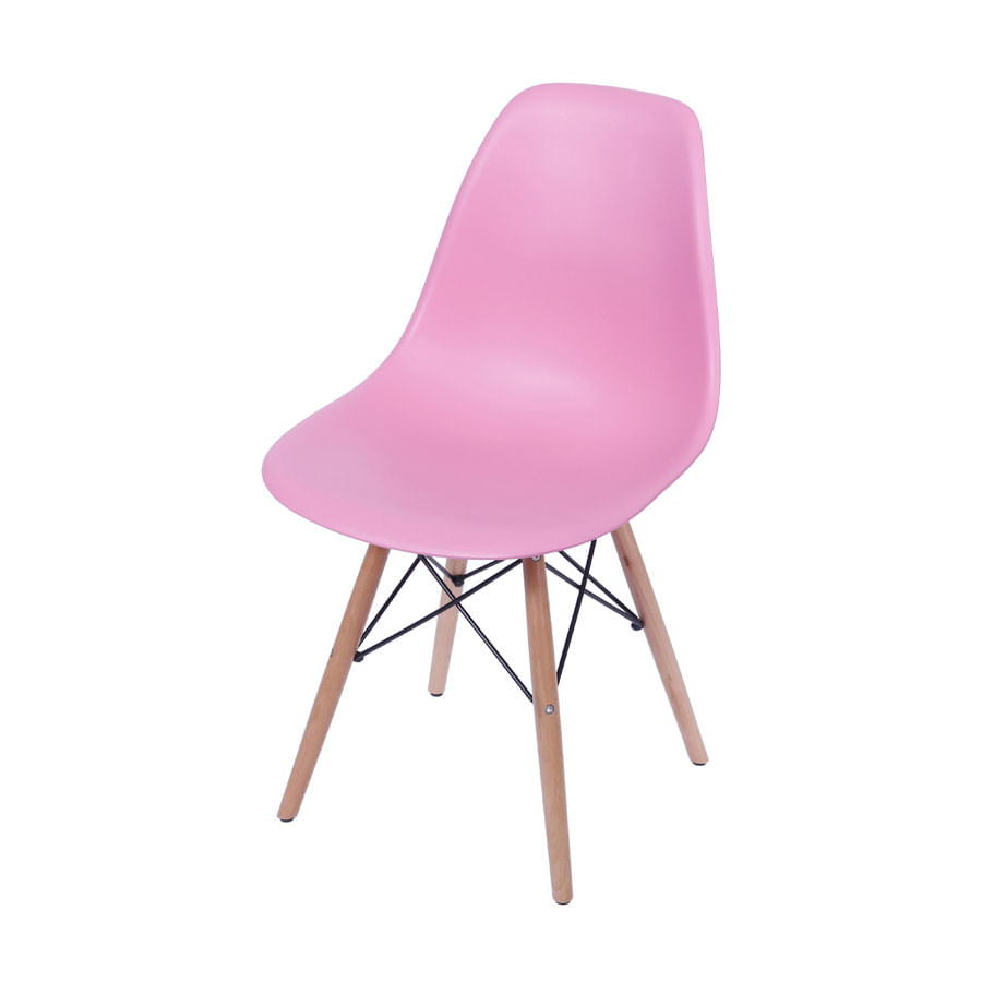 Cadeira Boxbit Dkr Eames Polipropileno Rosa Base Madeira