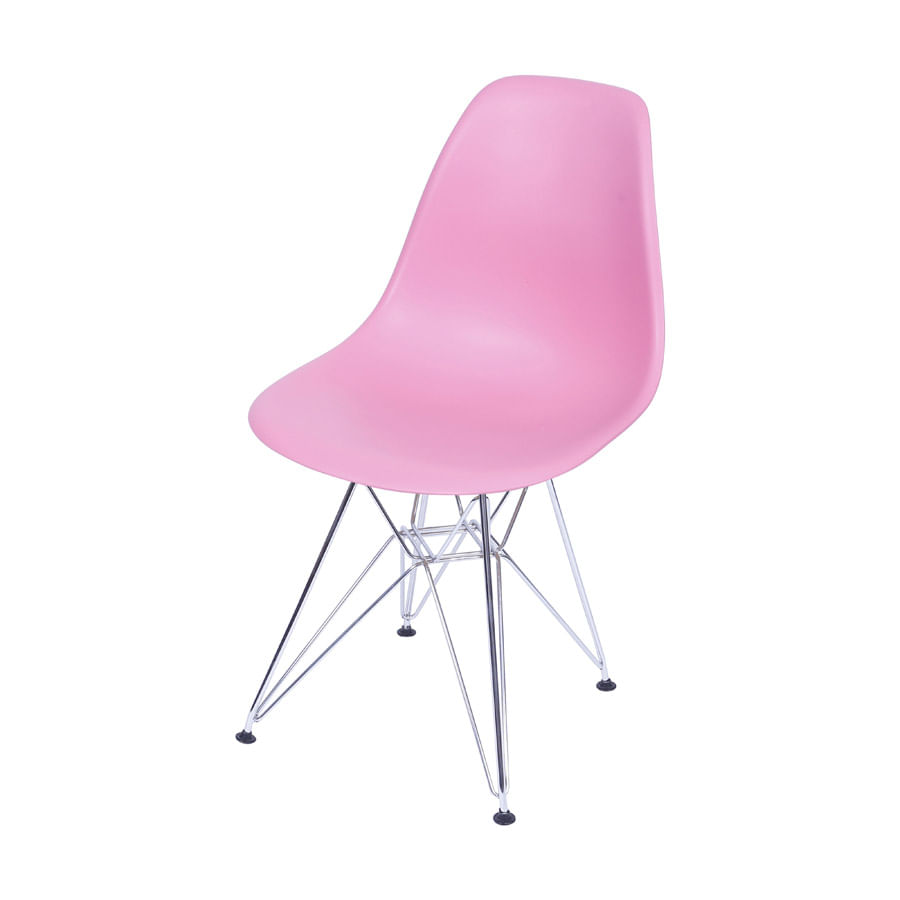 Cadeira Boxbit Dkr Eames Polipropileno Rosa Base Cromada