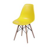 Cadeira Boxbit Dkr Eames Polipropileno Amarelo Base Madeira