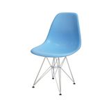 Cadeira Boxbit Dkr Eames Polipropileno Azul Claro Base Cromada