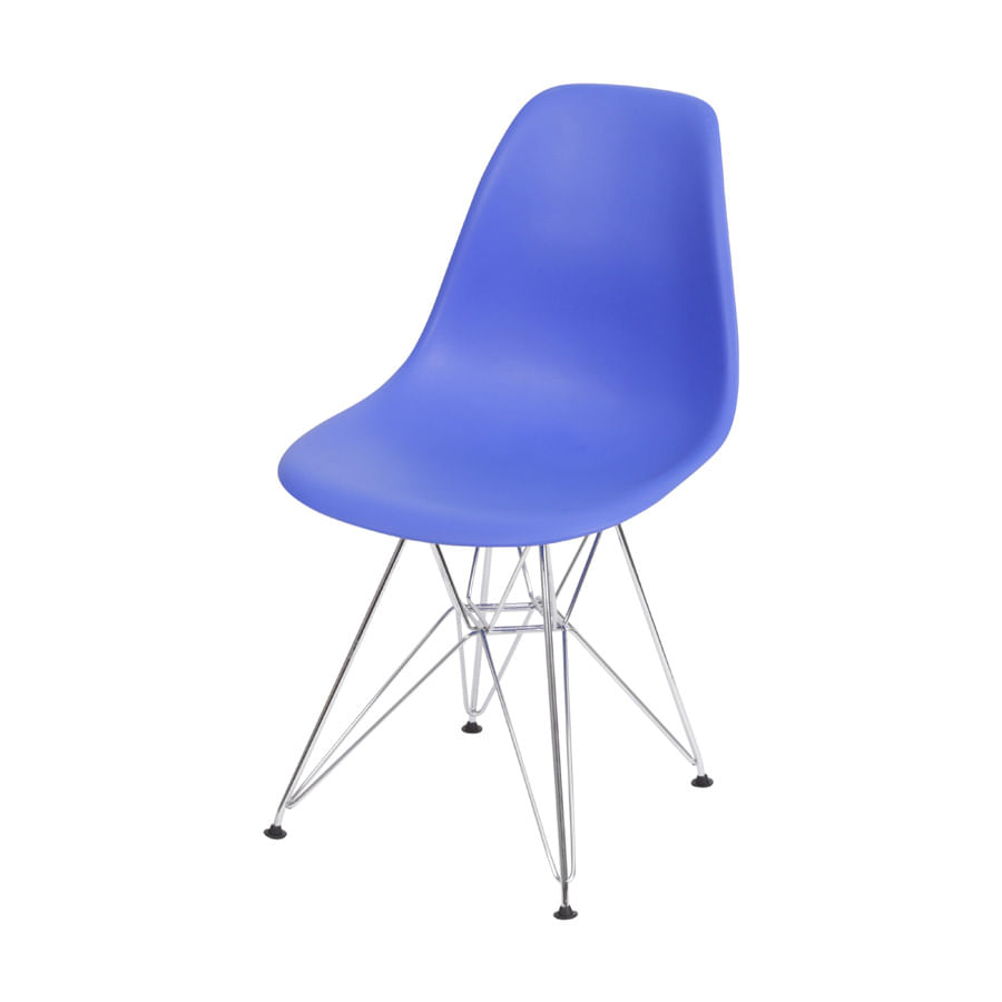 Cadeira Boxbit Dkr Eames Polipropileno Azul Escuro Base Cromada