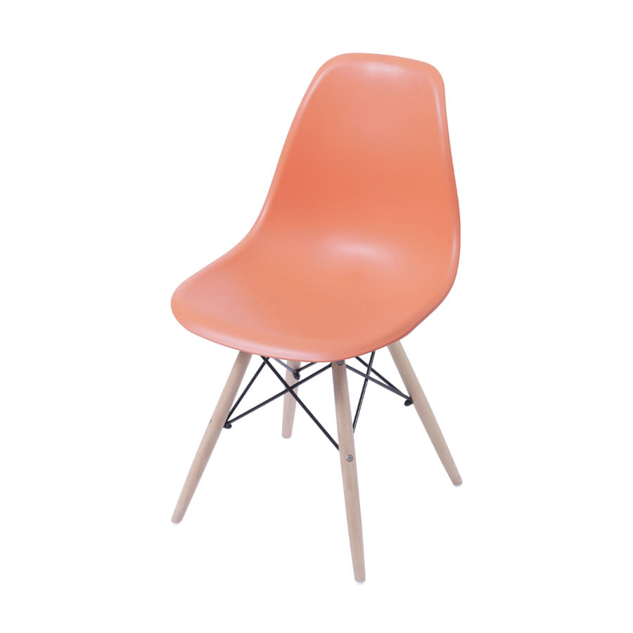 Cadeira Boxbit Dkr Eames Polipropileno Laranja Base Madeira