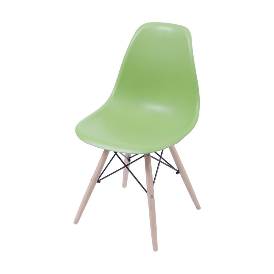 Cadeira Boxbit Dkr Eames Polipropileno Verde Base Madeira