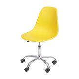 Cadeira Boxbit Dkr Eames Polipropileno Amarelo Base Rodízio