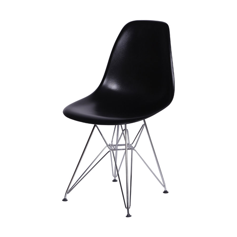 Cadeira Boxbit Dkr Eames Polipropileno Preto Base Cromada