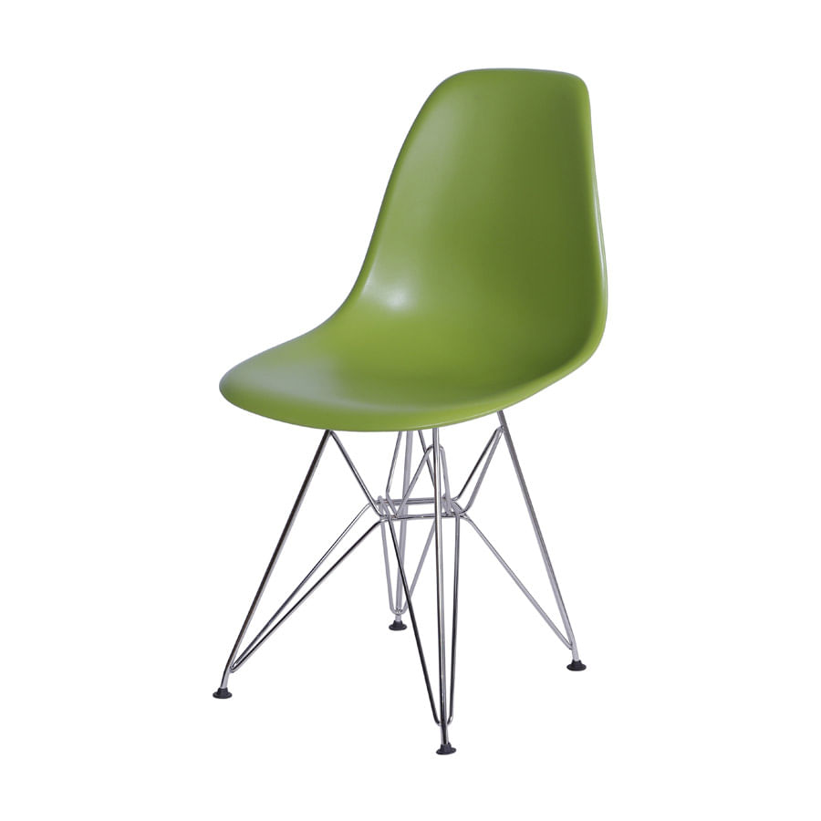 Cadeira Boxbit Dkr Eames Polipropileno Verde Base Cromada