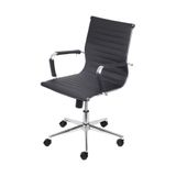Cadeira Boxbit Eames Office Esteirinha Baixa P.u. Preta Base Rodízio Cromada