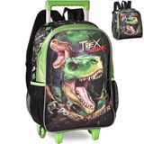 Kit Mochila De Rodinhas E Lancheira Clio Style T-rex Attack