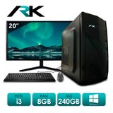 Computador Pc Intel Core I3 3240 8gb 240gb Windows 10 + Teclado E Mouse + Monitor De 20&quot; - Ark