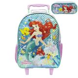 Kit Mochila De Rodinhas E Estojo Xeryus Princesa Ariel Rosa