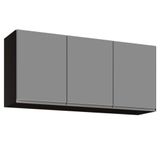 Armário Aéreo 120cm 3 Portas Virgínia Preto/cinza -  Lumil Móveis