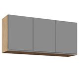 Armário Aéreo 120cm 3 Portas Virgínia Castanho/cinza - Lumil Móveis