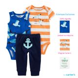 Trio Carter&#39;s Bebê Menino Calça Body Manga Curta E Regata Marinheiro Coleção Nova Carters