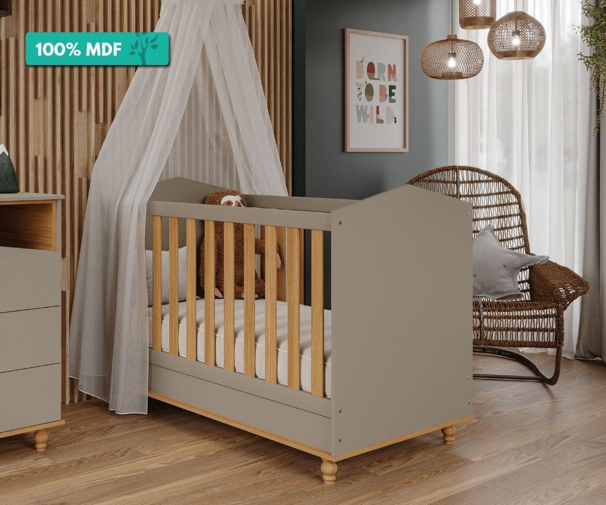 Berço Mini Cama Montessoriano 100% Mdf Mimo Permobili Fendi/nature