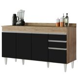 Balcão Gabinete Com Tampo 150cm Marrocos Castanho/preto - Lumil