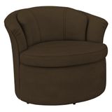 Poltrona Decorativa Sala De Estar 93cm Redonda Rubia M22 Veludo Marrom - Mpozenato