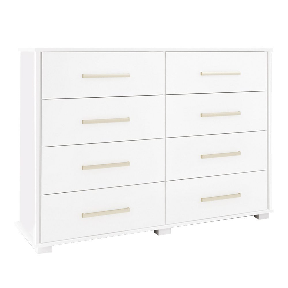 Cômoda Para Quarto 8 Gavetas Lis F08 Branco - Mpozenato