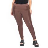 Legging Feminina Em Pu Secret Glam Marrom Plus G3