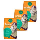 Kit Areia Sanitária Me.au Pet Grãos Médios Para Gatos 4 Kg - 12 Kg (3 Unidades)