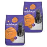 Kit Areia Sanitária Branca Me.au Pet Grãos Minerais Para Gatos 1,8 Kg - 3,6kg (2 Unidades)