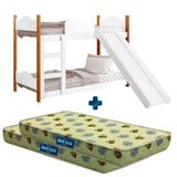 Beliche Infantil Montessoriana Com Escorregador Branco Encanto Gabrielli Móveis Com Colchão Probel