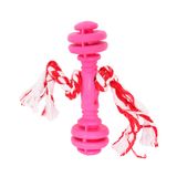 Brinquedo Furacão Pet Halteres De Borracha Maciça Rosa Com Corda Para Cães