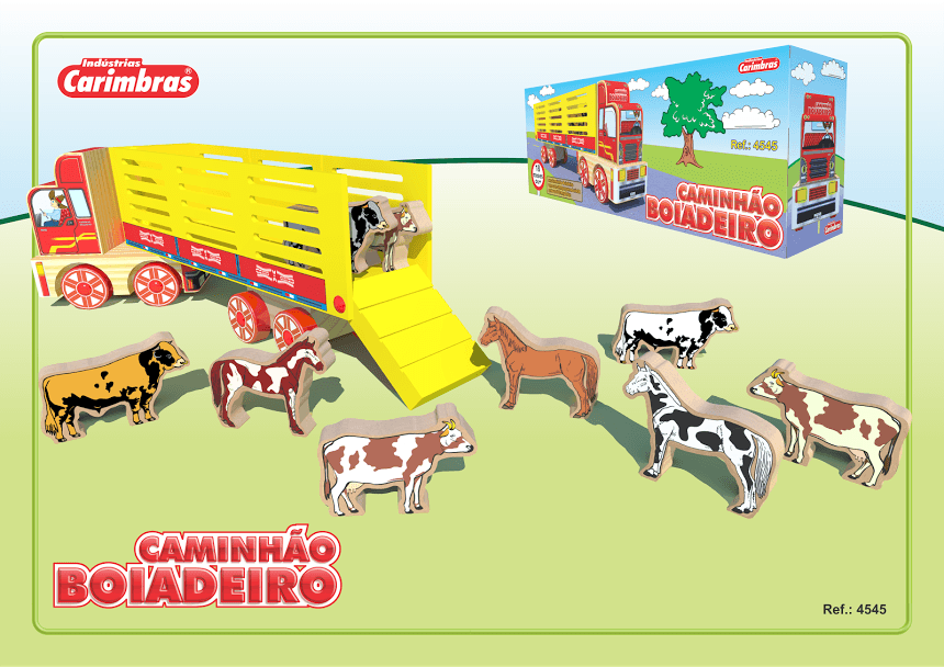 Caminhão Boiadeiro de Madeira - Carimbras - Educativos Brinquedos