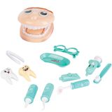 Kit Dentista Infantil Educativo Fenix Brinquedo De Criança Dentadura 12 Peças Verde Água