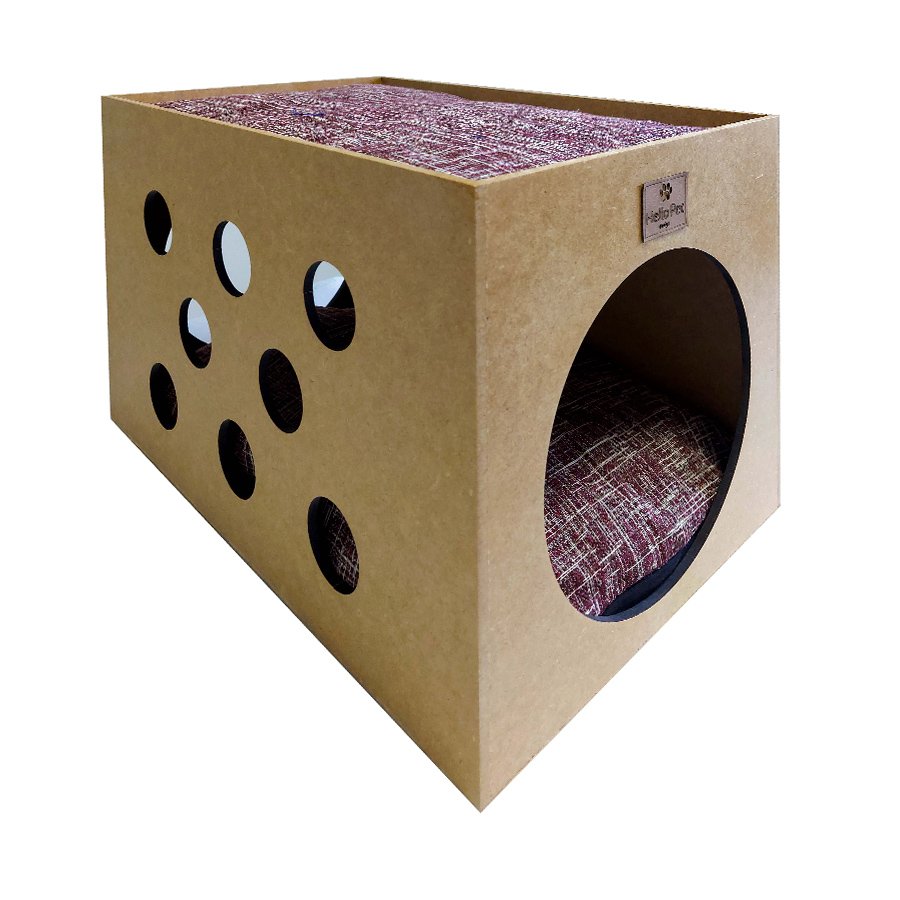 Cama Hello Pet Interativa Gales Marsala Para Gatos