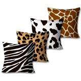 Kit Com 4 Capas De Almofadas Decorativas Animal Print