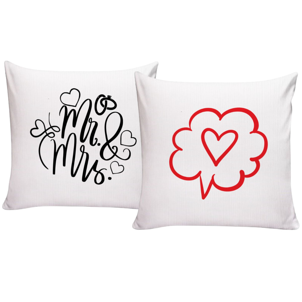 Kit 2 Capas De Almofadas Para Sofá 40x40 Senhor E Senhora