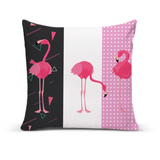 Capa De Almofada Para Sofá 40x40 Preto E Rosa Flamingos