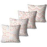 Kit Com 4 Capas De Almofadas Decorativas Geométrico Rosa E Lilás