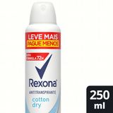 Desodorante Antitranspirante Aerosol Feminino Rexona Cotton Dry 72 Horas 250ml