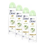 Kit 4 Desodorantes Antitranspirante Dove Go Fresh Pepino E Chá Verde 150ml Cada