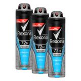 Kit Com 3 Desodorantes Antitranspirantes Aerosol Masculino Rexona Xtracool 72 Horas 150ml