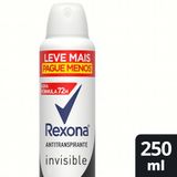 Desodorante Antitranspirante Aerosol Feminino Rexona Invisible 72 Horas 250ml