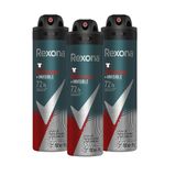 Kit Com 3 Desodorantes Antitranspirantes Aerosol Masculino Rexona Antibacterial + Invisible 150ml