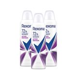 Kit Com 3 Desodorantes Antitranspirantes Aerosol Feminino Rexona Active Emotion 72 Horas 150ml