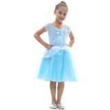 Fantasia Princesa Azul Cristal Curta Vestido Infantil P