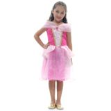 Fantasia Princesa Rosa Curta Vestido Infantil G