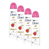 Kit 4 Desodorantes Antitranspirante Dove Go Fresh Romã E Verbena 150ml Cada