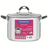 Espagueteira Tramontina Solar Silicone Em Aço Inox Com Fundo Triplo Com Tampa De Vidro 24 Cm 7,8 L 62137240