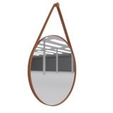 Espelho Decorativo Float Com Alça De Couro Ecológico Marrom/caramelo - Pr Móveis