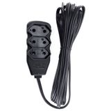 Extensao Eletrica Bipolar 5mts 3 Entradas Preta Force Line