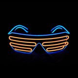 Pinfox Shutter El Wire Neon Rave Glasses Flashing Led Óculos De Sol Iluminam Fantasias Para Os Anos 80, Edm, Festa Rb03 (azul + Laranja)