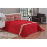 Cobre Leito Colcha Casal Queen Vermelho Detalhe Jacquard 3 Peças