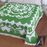 Colcha Chenille Jolitex Casal Florida Verde E Branco