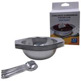 Kit Conjunto Premium Taças Inox Sobremesa 12 Pçs Com Colher